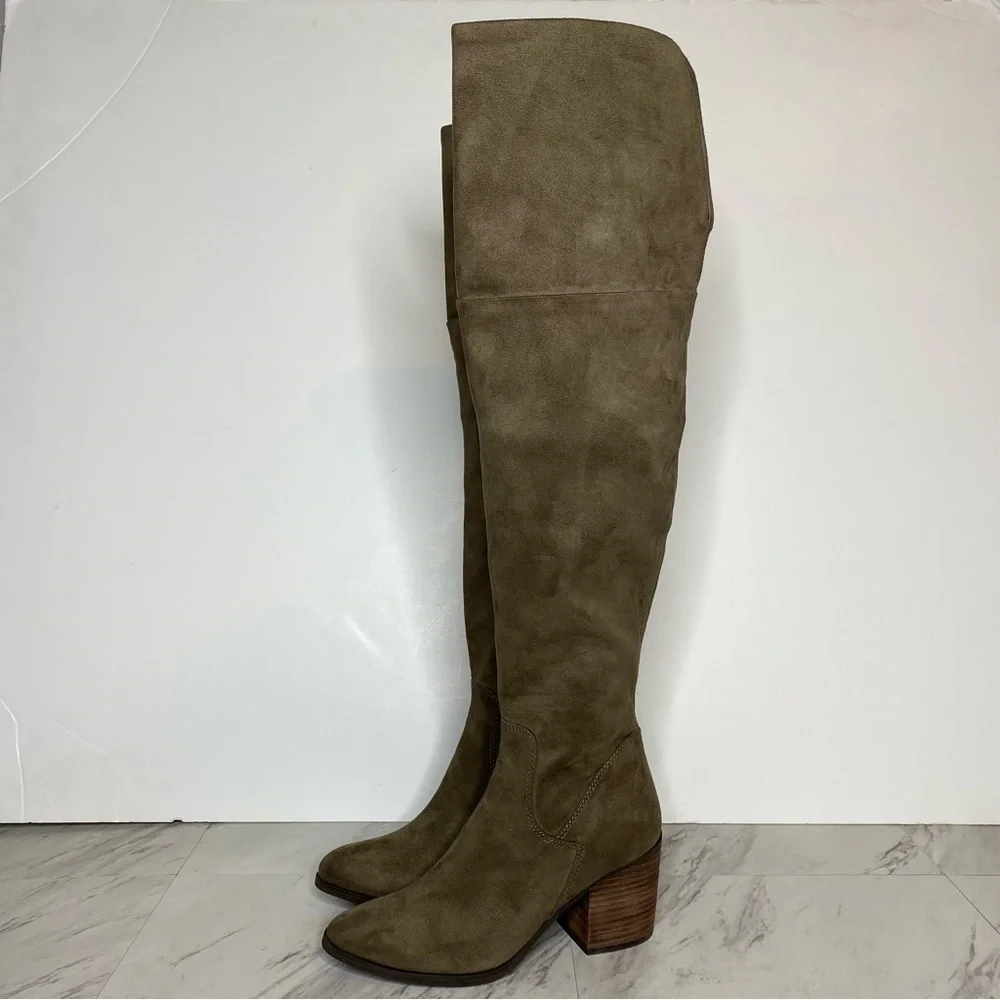 New! BP Luke Gray Green Faux Suede Over The Knee Boot 6.5